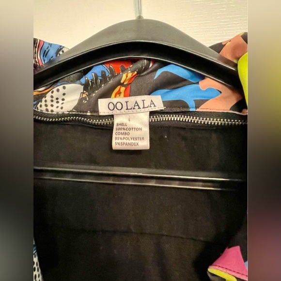 OO LALA Colorful Graphic Sleeve Hoodie Jacket Sz.L – Black Denim Front - Picture 4 of 10
